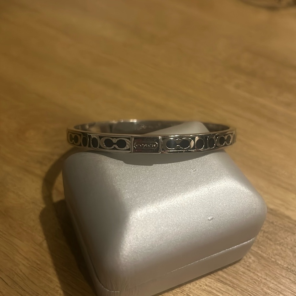Coach black and silver bangle bracelet